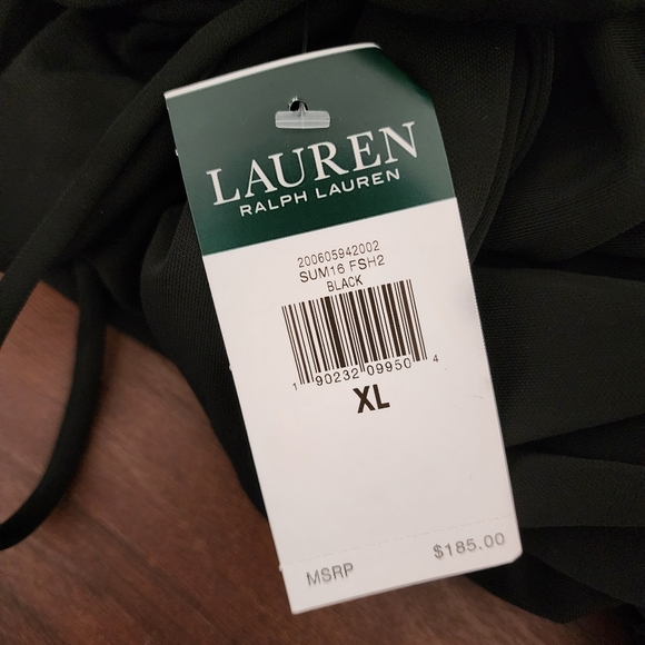 NWT Lauren Ralph Lauren Black Crochet Halter Pull On Jumpsuit - Picture 6 of 9